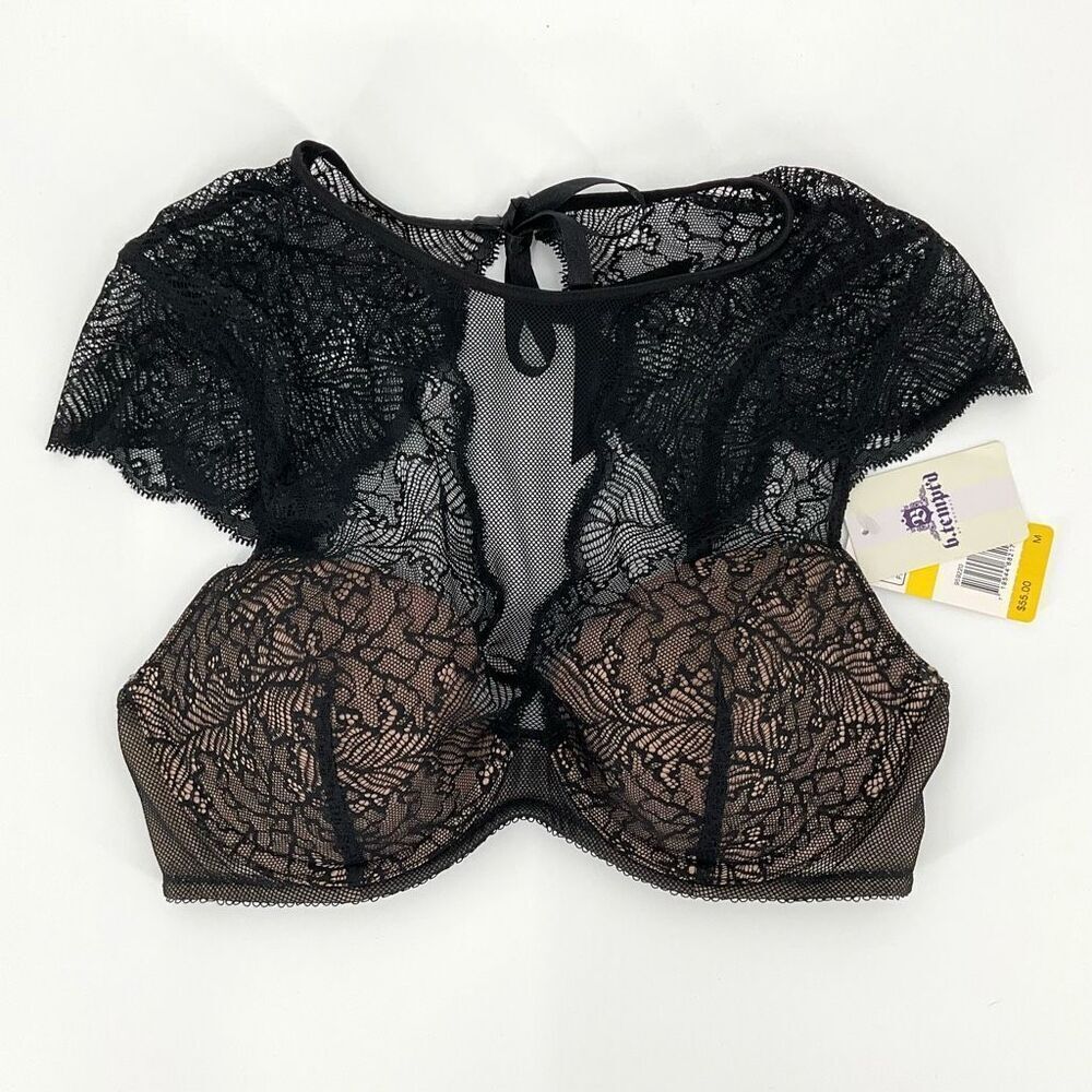 B. Tempt'd By Wacoal After Hours‎ Bralette Bra Underwire Padded Medium Black NWT